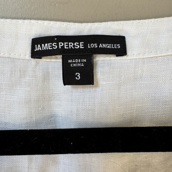 James Perse white v neck button front long sleeve linen jumpsuit sz 3 = Large - Picture 8 of 14